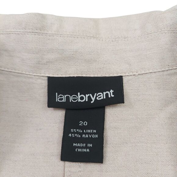 Lane Bryant Linen Blend Jacket Blazer Womens 20 Beige Two Button Work Casual - Picture 12 of 13